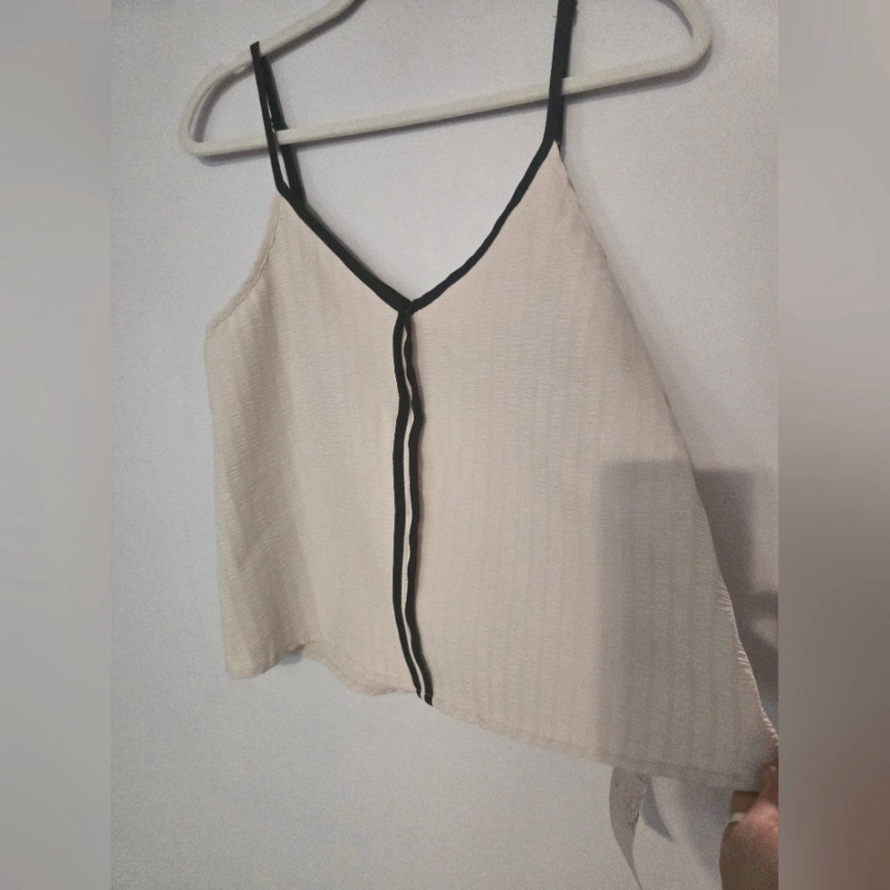 Medium Elegant Cream Spaghetti Strap Top